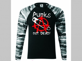 Punks not Dead  pánske tričko (nie mikina!!) s dlhými rukávmi vo farbe " metro " čiernobiely maskáč gramáž 160 g/m2 materiál 100%bavlna